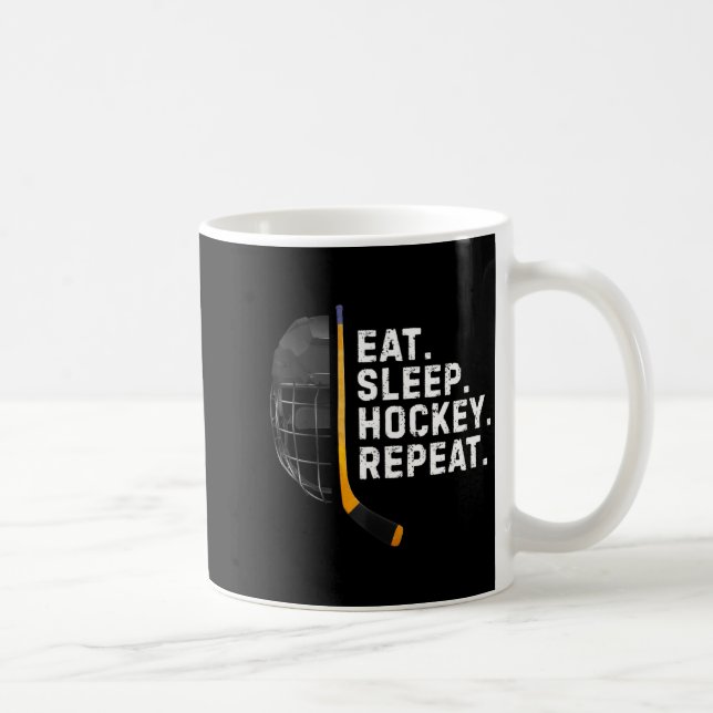 Caneca De Café Eat Sleep Hockey Repea Funny Cool Hockey Player  (Direita)