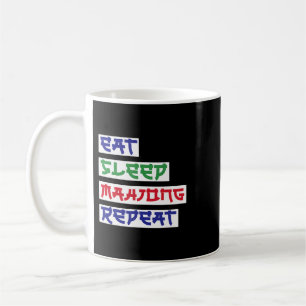 Caneca De Café Eat Sleep Mahjong Repete Mahjong Cartões Mahjong M