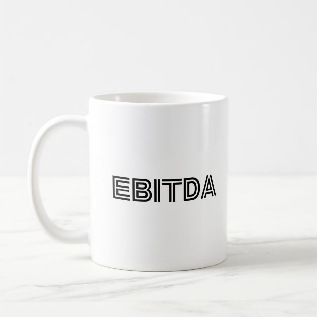 Caneca De Café EBITODA Escrita Preta Divertida e Legal com Erro d (Esquerda)