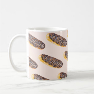 Caneca De Café Eclairs de Aquarela Donuts Diversão Capricho Doce