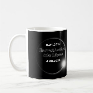 Caneca De Café Eclipse Solar com Data Dupla 2024 & 2017