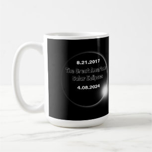 Caneca De Café Eclipse Solar de Dupla Data de 2024 & 2017