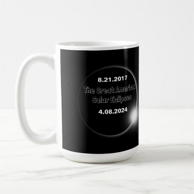 Caneca De Café Eclipse Solar de Dupla Data de 2024 & 2017 (Esquerda)