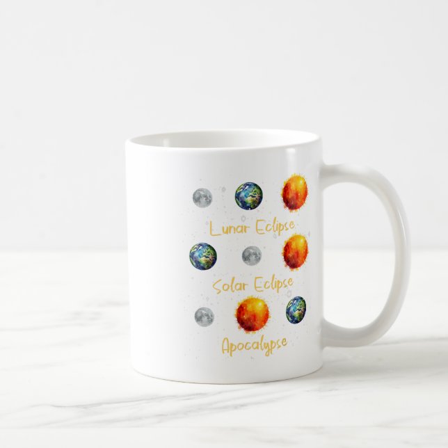 Caneca De Café Eclipse Solar Do Eclipse Lunar E Apocalypse Engraç (Direita)