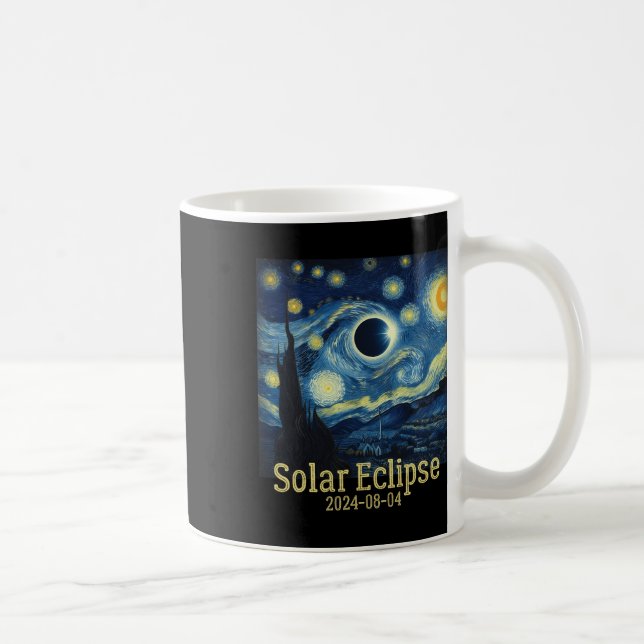 Caneca De Café Eclipse Solar Total Abril 8 2024 Van Gogh Starry N (Direita)