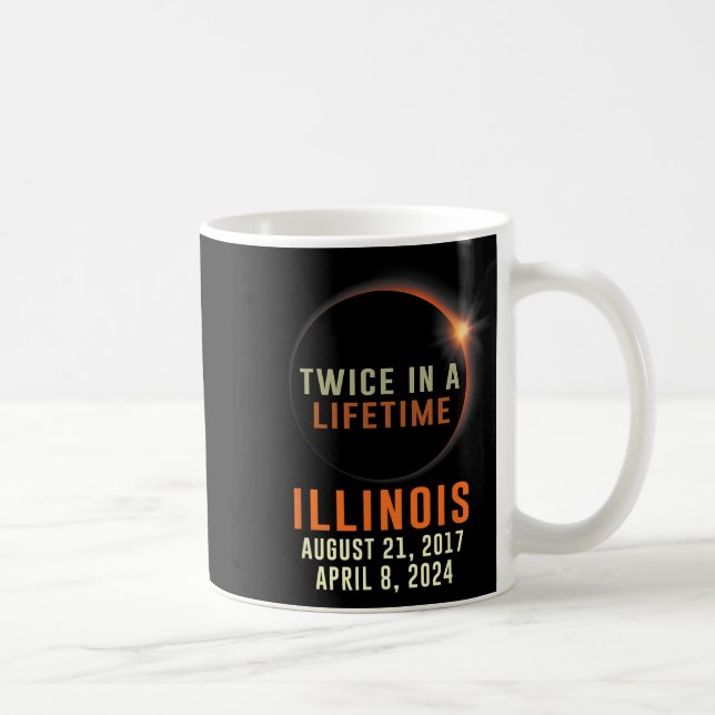Caneca De Café Eclipse Solar Total De Illinois Duas Vezes Em Uma  (Direita)