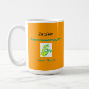 Caneca De Café Ecologista do zombi, mais verde do que você,