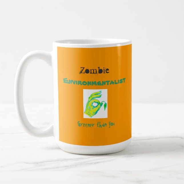 Caneca De Café Ecologista do zombi, mais verde do que você, (Esquerda)
