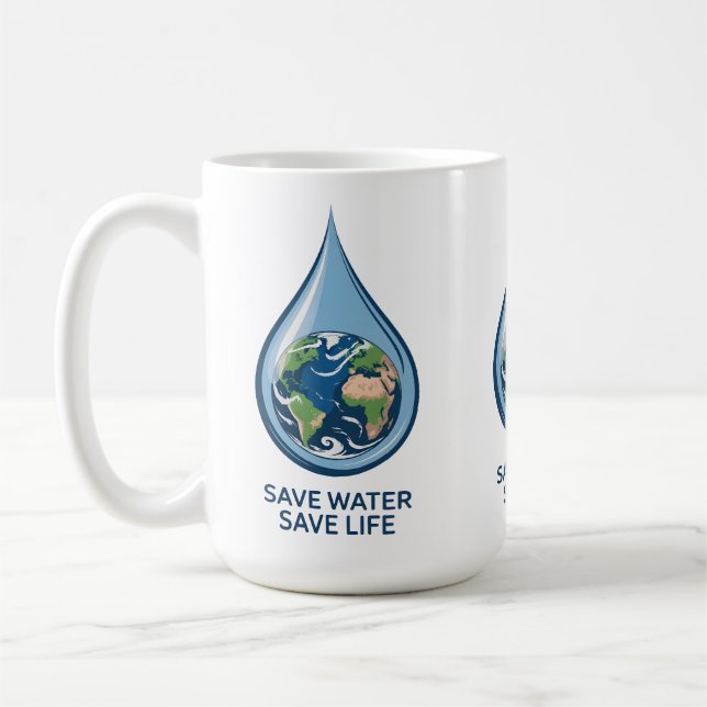Caneca De Café Economize Água Salve Vidas (Esquerda)