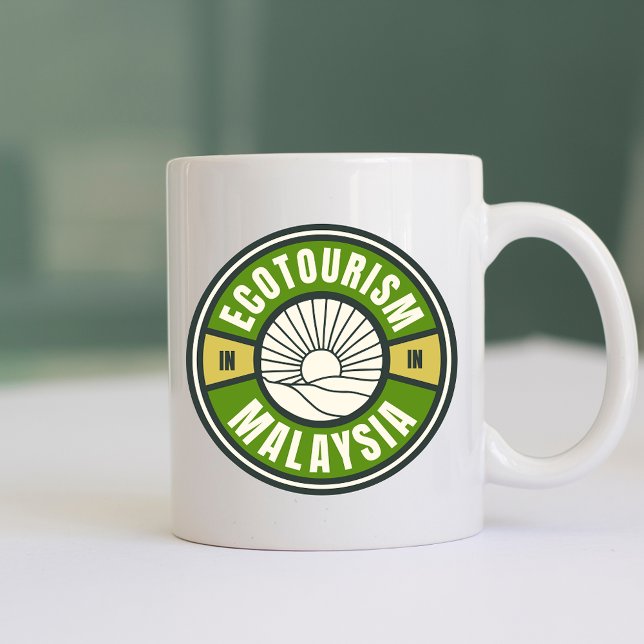 Caneca De Café Ecotourismo Malásia Logotipo de Viagem verde asiát (Criador carregado)