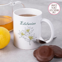 Caneca De Café Edelweiss Alpino Flor Amarelo Desenhado à Mão