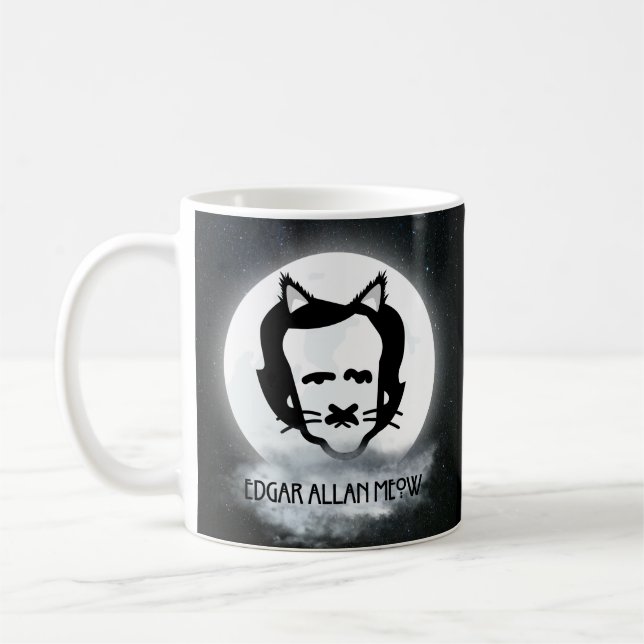 Caneca De Café Edgar Allan Meow no escuro (Esquerda)