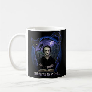 Caneca De Café Edgar Allan Poe Gothic Mug - Raven Assaltado e Cat