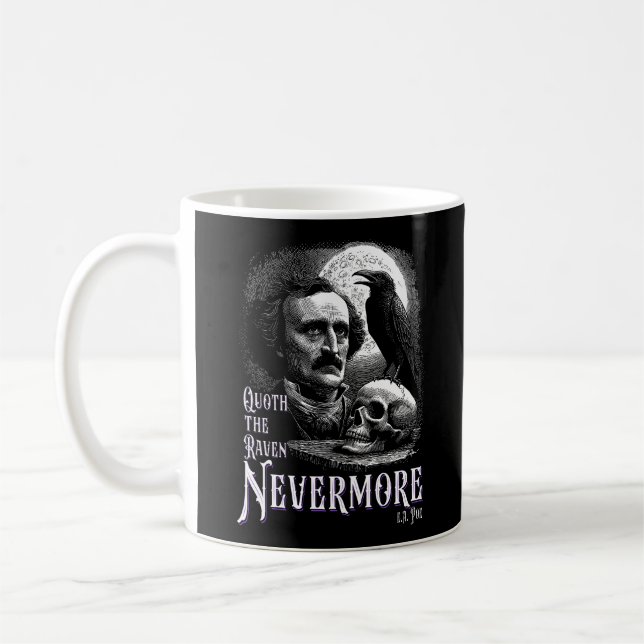 Caneca De Café Edgar Allan Poe's Raven Nevermore (Esquerda)