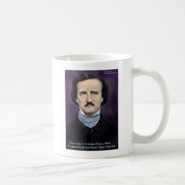 Caneca De Café Edgar Allen Poe "The Raven" Cita presentes e cartõ (Direita)
