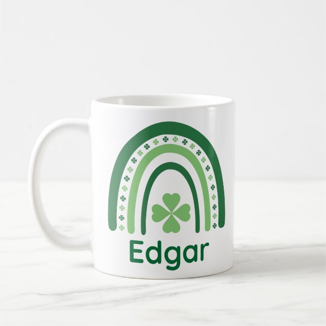 Caneca De Café Edgar Name Clover Boho Rainbow (Esquerda)