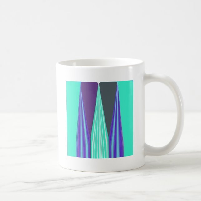 Caneca De Café Edgy Blue Purple Cyan Chevron Art Impressão (Direita)