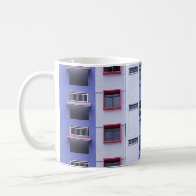 Caneca De Café Edifício azul e branco (Esquerda)