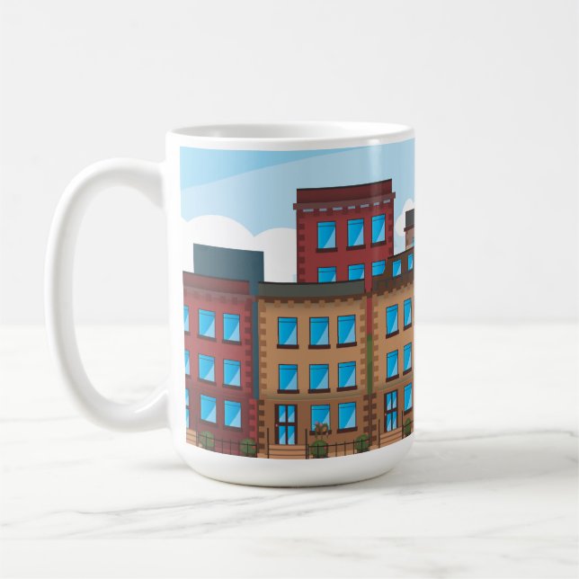 Caneca De Café Edifícios de Pedra Marrom (Esquerda)