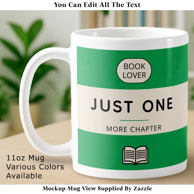 Caneca De Café Editable Classic Retro Paperback Book Cover Green (Criador carregado)