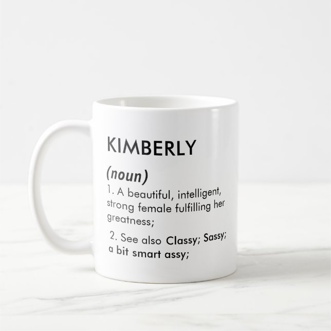 Caneca De Café Editable Kimberly name definition, custom name (Esquerda)