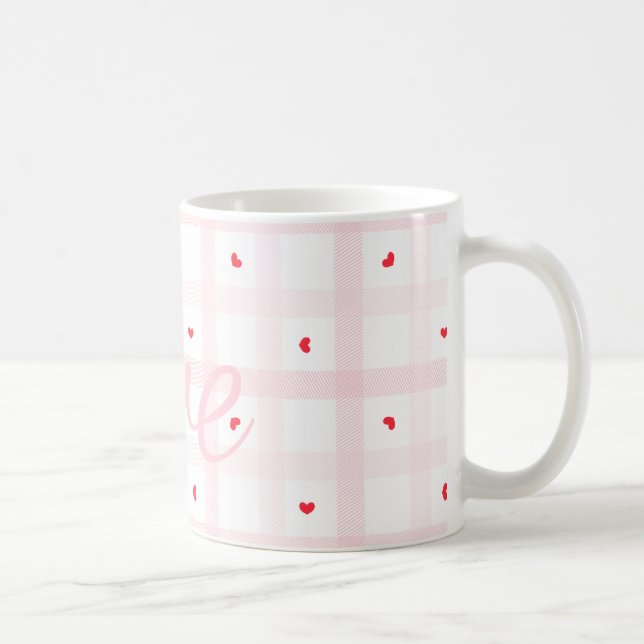 Caneca De Café Editable Love Heart Pattern Cute Romantic Seamless (Direita)