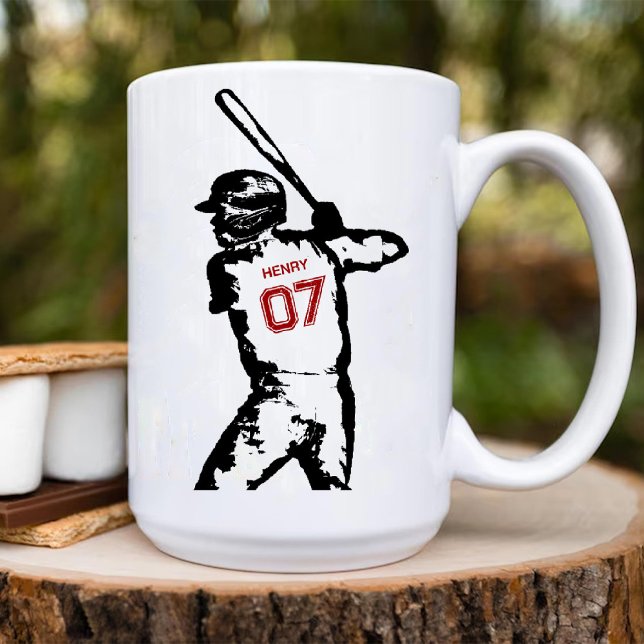 Caneca De Café Editable Name & Jersey Number Baseball Birthday (Editable Name & Jersey Number Baseball Birthday Coffee Mug)