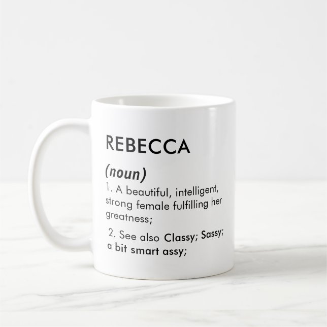 Caneca De Café Editable Rebecca name definition, custom name (Esquerda)