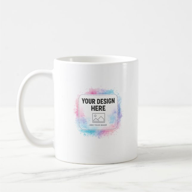Caneca De Café Editable Watercolor Design Template – Your Design (Esquerda)