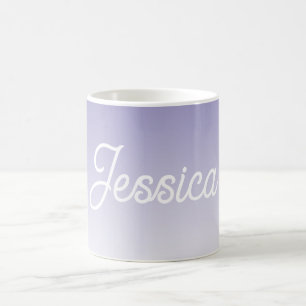 Caneca De Café (Editável) Cor Roxa Clara Ombre & Seu Texto