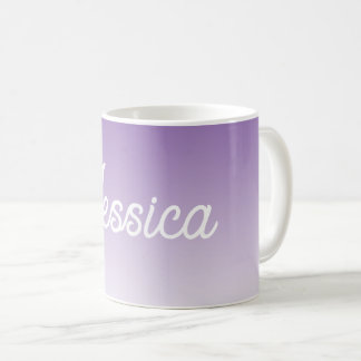 Caneca De Café (Editável) Cor Roxa Ombre & Seu Texto