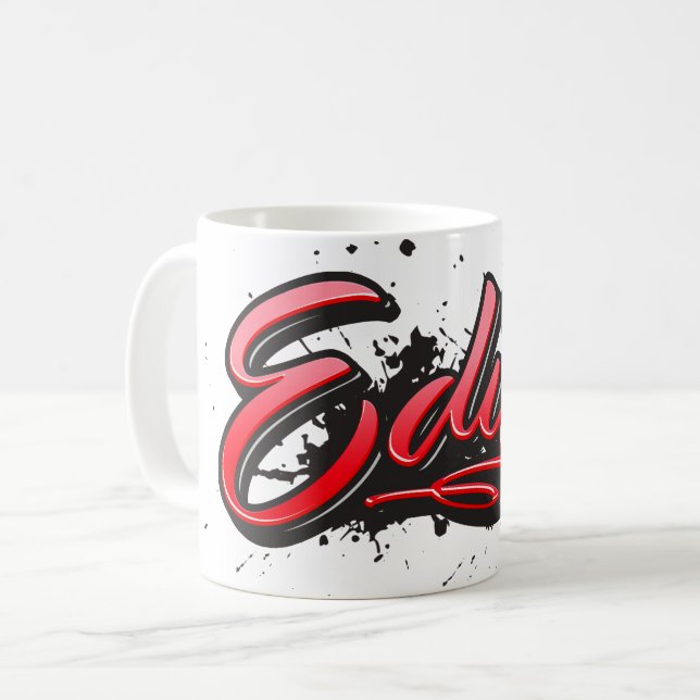 Caneca De Café Edith red Heart Graffiti Tasse Kaffeetasse (Frente Esquerda)