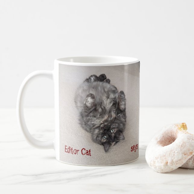 Caneca De Café Editor Cat diz por RoseWrite Mug (Com Donut)