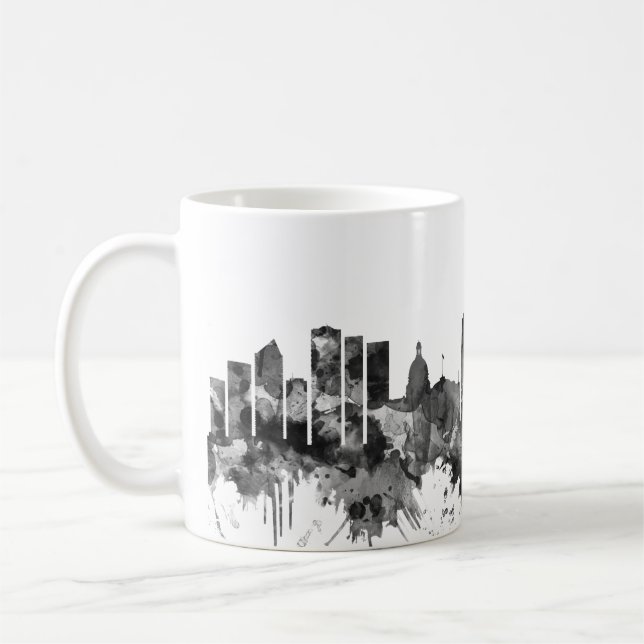 Caneca De Café Edmonton Canada Skyline BW (Esquerda)
