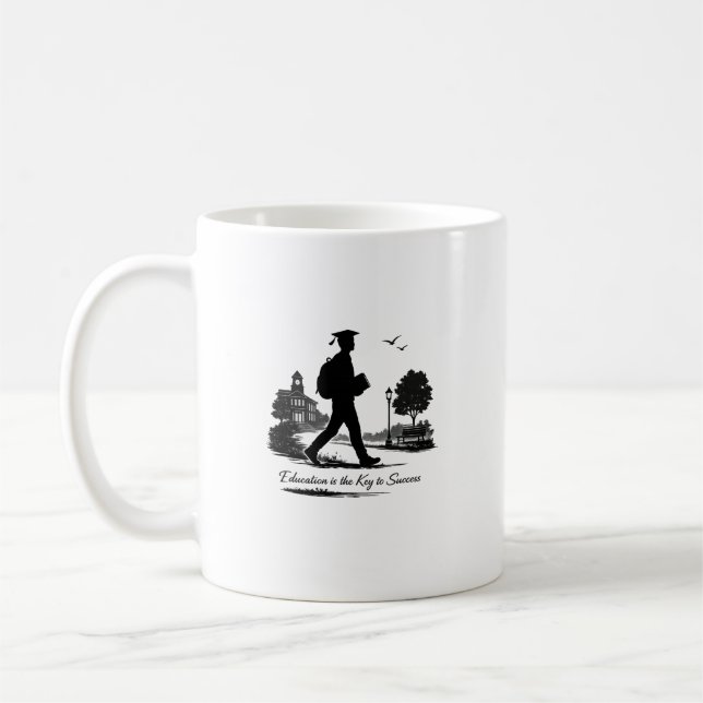 Caneca De Café Educação É A Chave Para O Sucesso Design De Faculd (Esquerda)