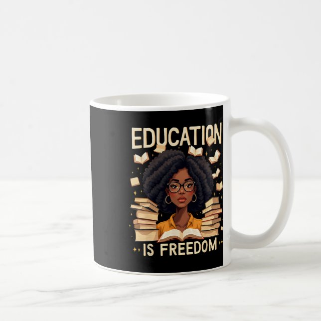 Caneca De Café Educação é liberdade - professor africano-american (Direita)