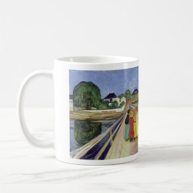 Caneca De Café Edvard Munch Painting Girls on the Bridge (c 1902) (Esquerda)