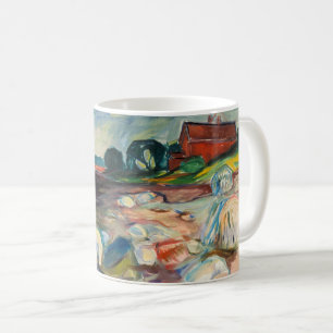 Caneca De Café Edvard Munch - Shore com Casa Vermelha