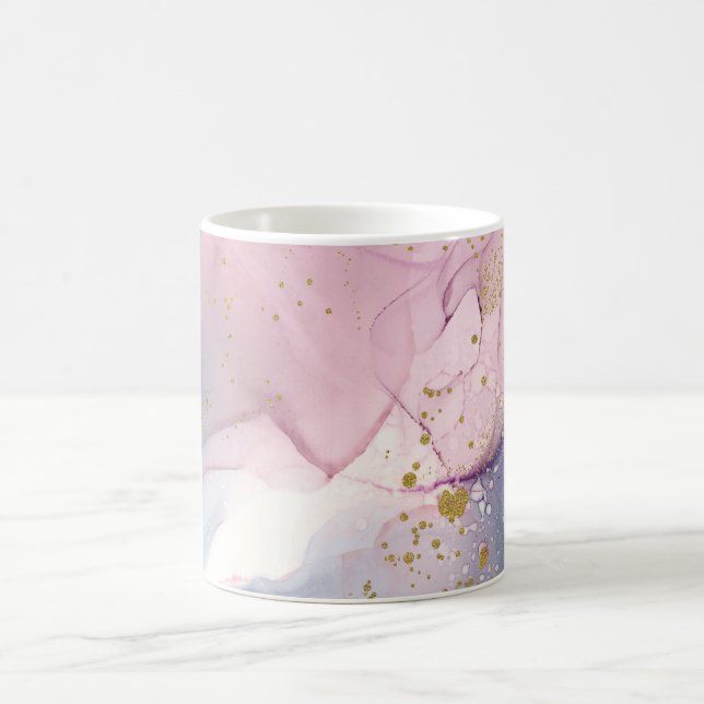 Caneca De Café Eetérea Periwinkle Pink & Dourado Inky Fantasy Gla (Centro)