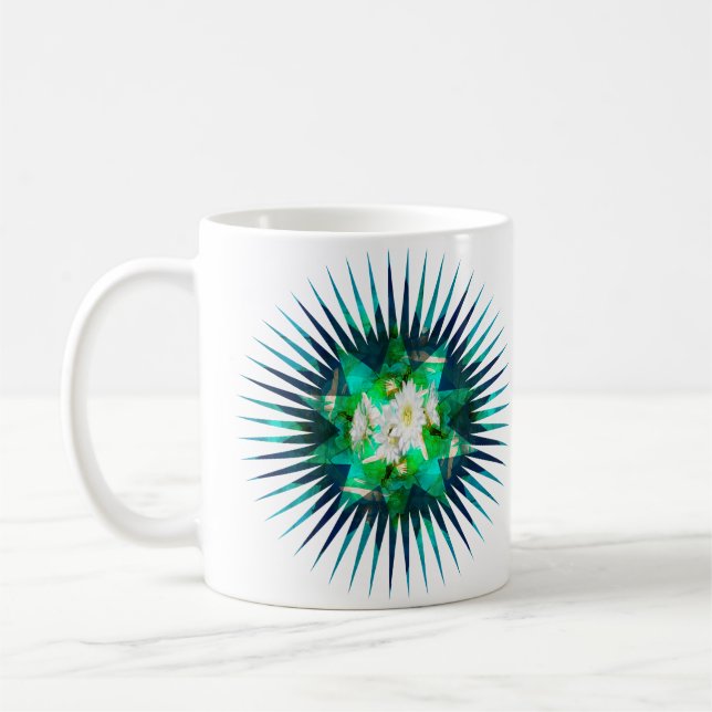 Caneca De Café Efeito Caleidoscópico do Aqua Cactus (Esquerda)