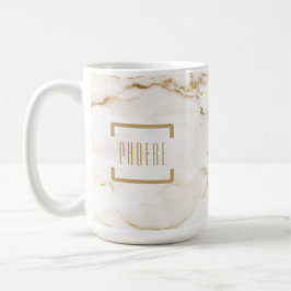 Caneca De Café Efeito de Mármore Dourado Moderno