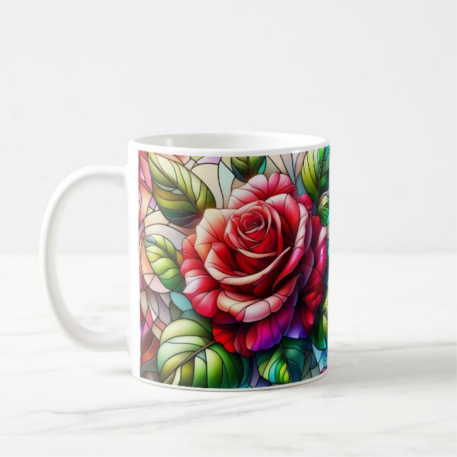 Caneca De Café Efeito de Vidro Obtido por Rosa Elegante (Esquerda)