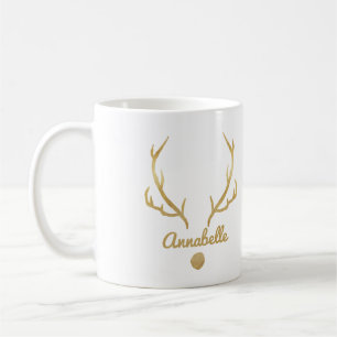 Caneca De Café Efeito Dourado, renas engraçadas, chifres persona