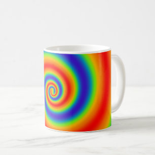 Caneca De Café Efeito Espiral Colorido Gradiente Original