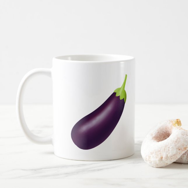 Caneca De Café EggPlant Emoji (Com Donut)