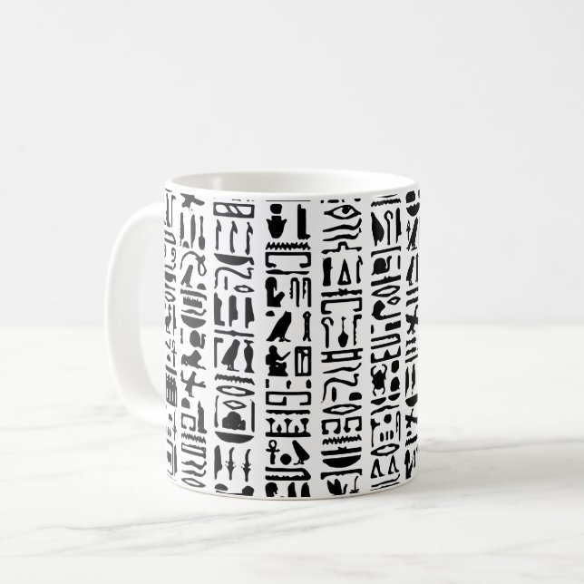 Caneca De Café Egípcio Hieroglyph Mug (Frente Esquerda)