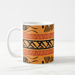 Caneca De Café Egípcio Striped, Tribal Vintage Motif.