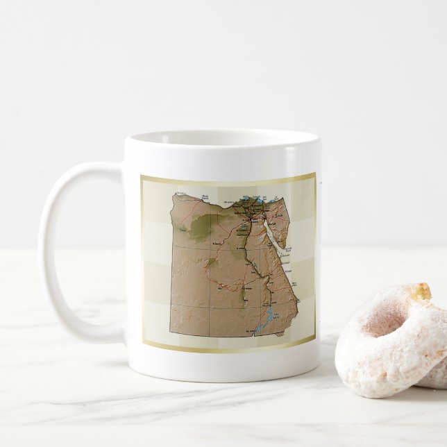 Caneca De Café Egito Sinalizador + Mapa Mug (Com Donut)