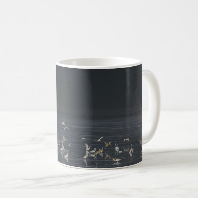 Caneca De Café Egrets No Oceano Azul Da Meia-Noite (Frente Esquerda)