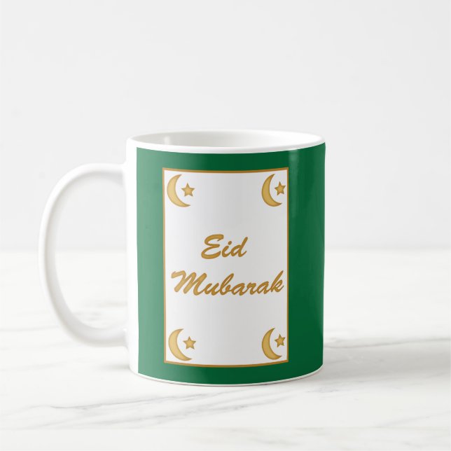 Caneca De Café Eid al Fitr Eid Mubarak Verde Amarelo Dourado (Esquerda)